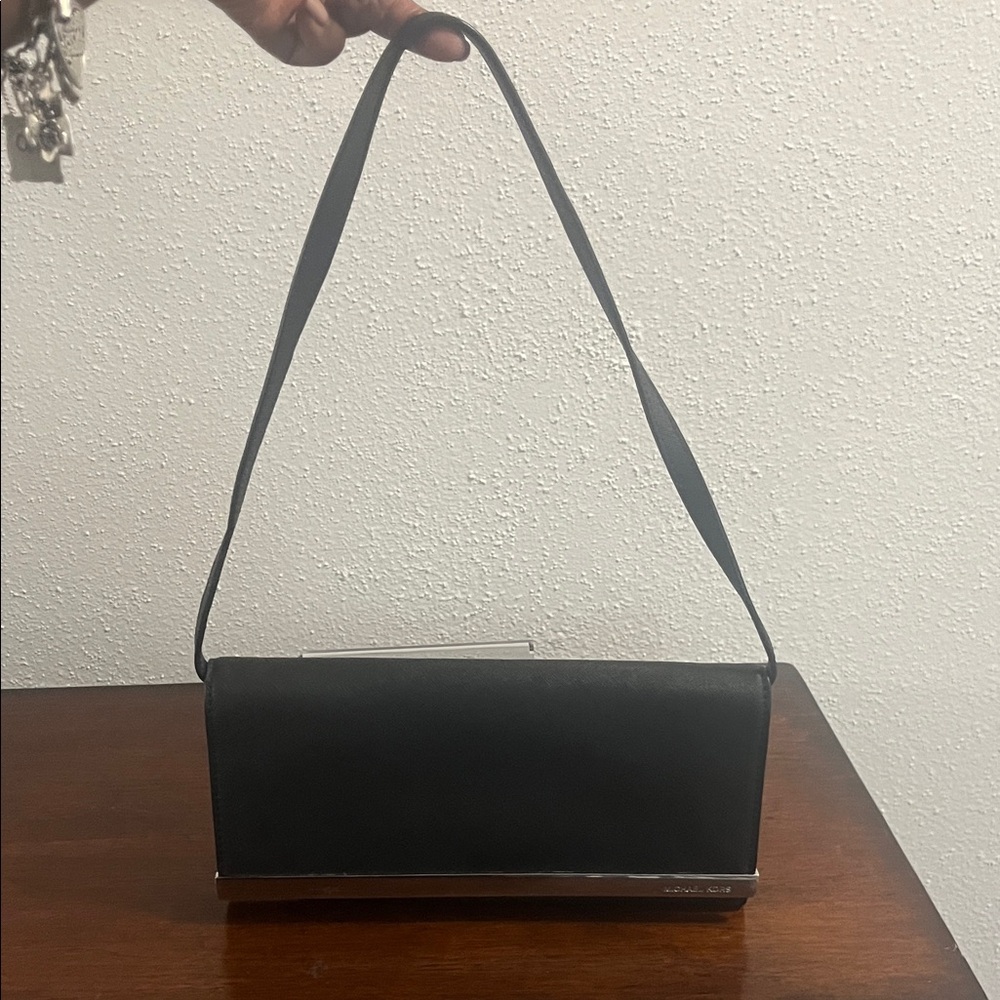 EUC- Michael Kors Black Handbag with Silver Accents